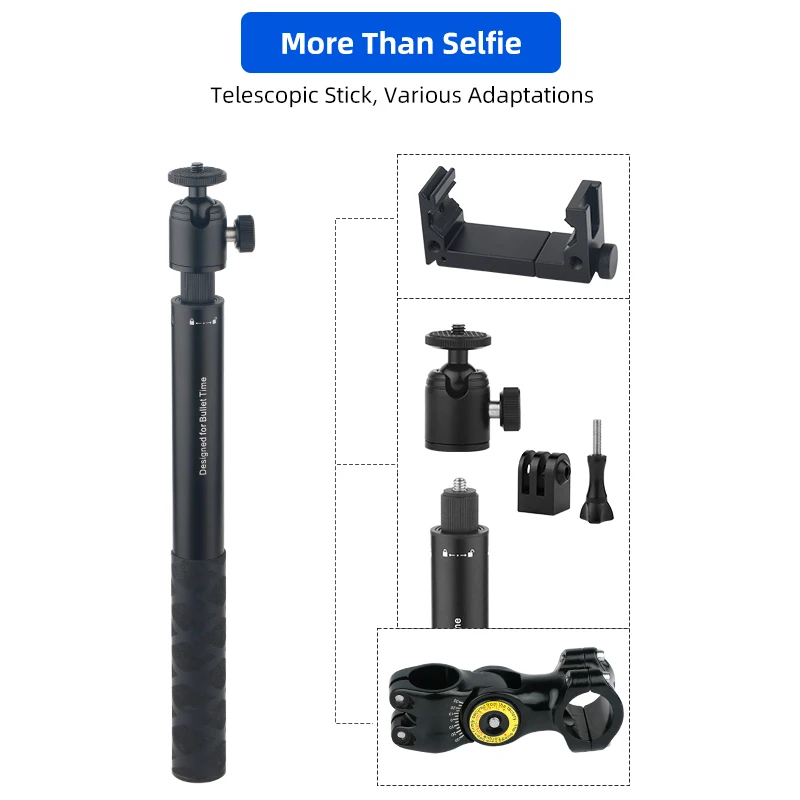 Deemount Handlebar Mount Monopod Selfie Stick for Insta360 Gopro 27-113cm Length Adjustable Motorcycle Bicycle Phone Stand