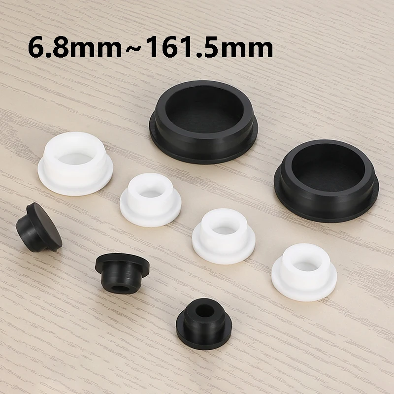 1~10Pcs Black/White 6.8mm~161.5mm Blanking End Caps Seal Silicone Seal Hole Plugs Silicone Plug Circular Elastic Sealing Plug