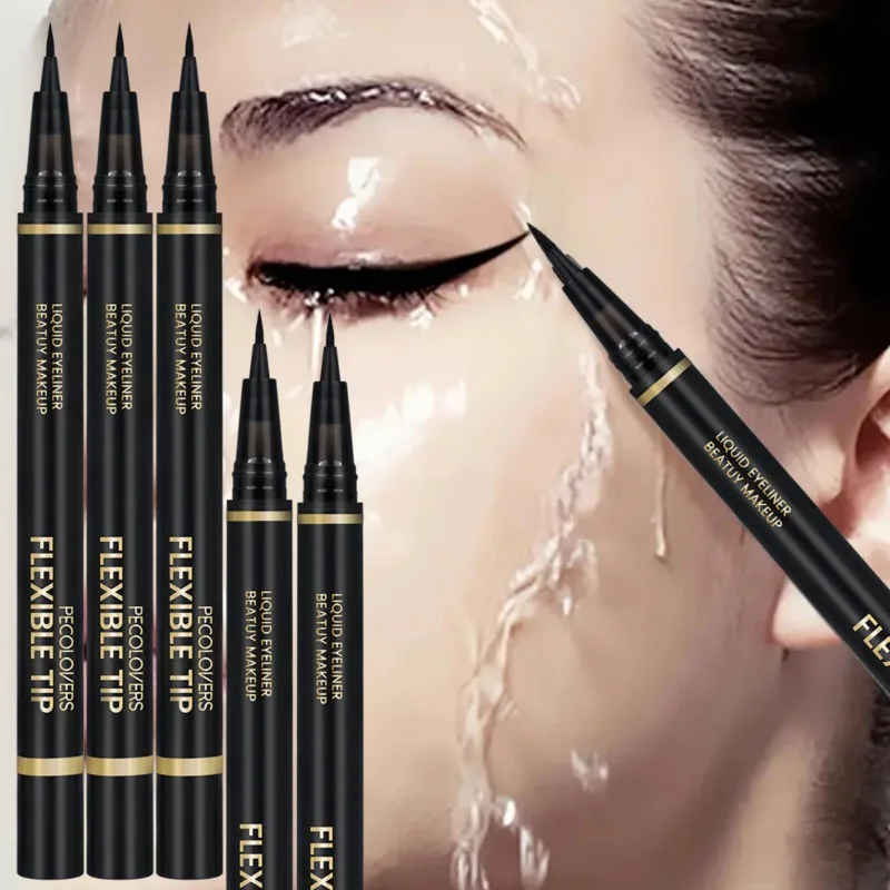 ブラックアイライナー 5本入 速乾極細アイライナー 防水防汗 汚れにくい アイコスメ
