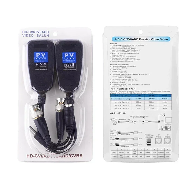 1CH Passive Balun RJ45 CCTV Balun Video Balun Transceiver Supply Power For HDCVI HDTVI AHD Analog High Definition Camera