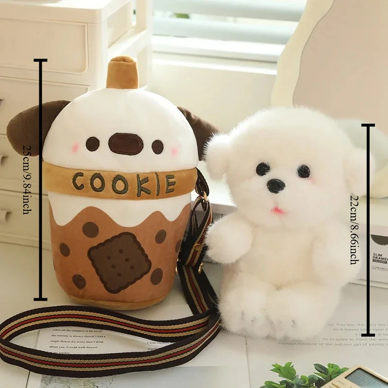 Kawaii peluche tasse à thé chien peluche petit chiot poupée en bulle thé jouet petit chien jouets pour enfants bébé meilleurs cadeaux d'anniversaire pour les filles