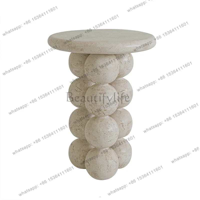 

Natural travertine edge few modern simple household living room round corner few