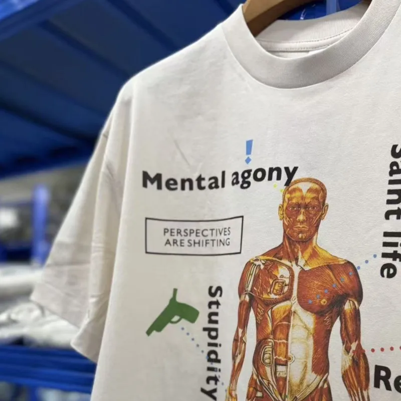 SAINT Mx6 Tshirts Breathable Cotton Summer Outfit Men Women Round Neck Short Sleeve Tee Human Body Print Tops Streetwear