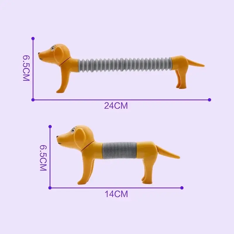 4Pcs Novelty Spring Dog Pop Tubes Sensory Toy Stress Relieve Bellows Toys For Adult Kids Anti-stress Squeeze Toys Gifts