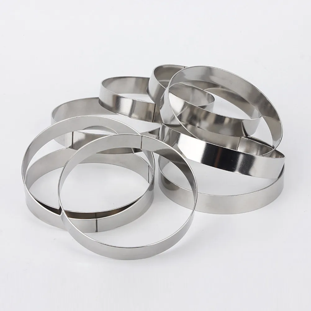 

2Pcs Stainless Steel Pizza Rings Multi-Function Baking Mold Round Cake Muffin Pastry Cutter Pancake Ring Household Cake Ring