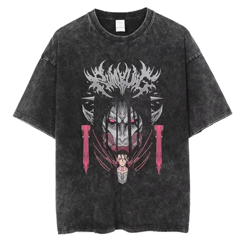 New in Top & Tees Mens T-Shirt Anime Attack on Titan Eren Jaeger Printed Round Neck Y2k Tshirt Men Clothing 2026 New Summer