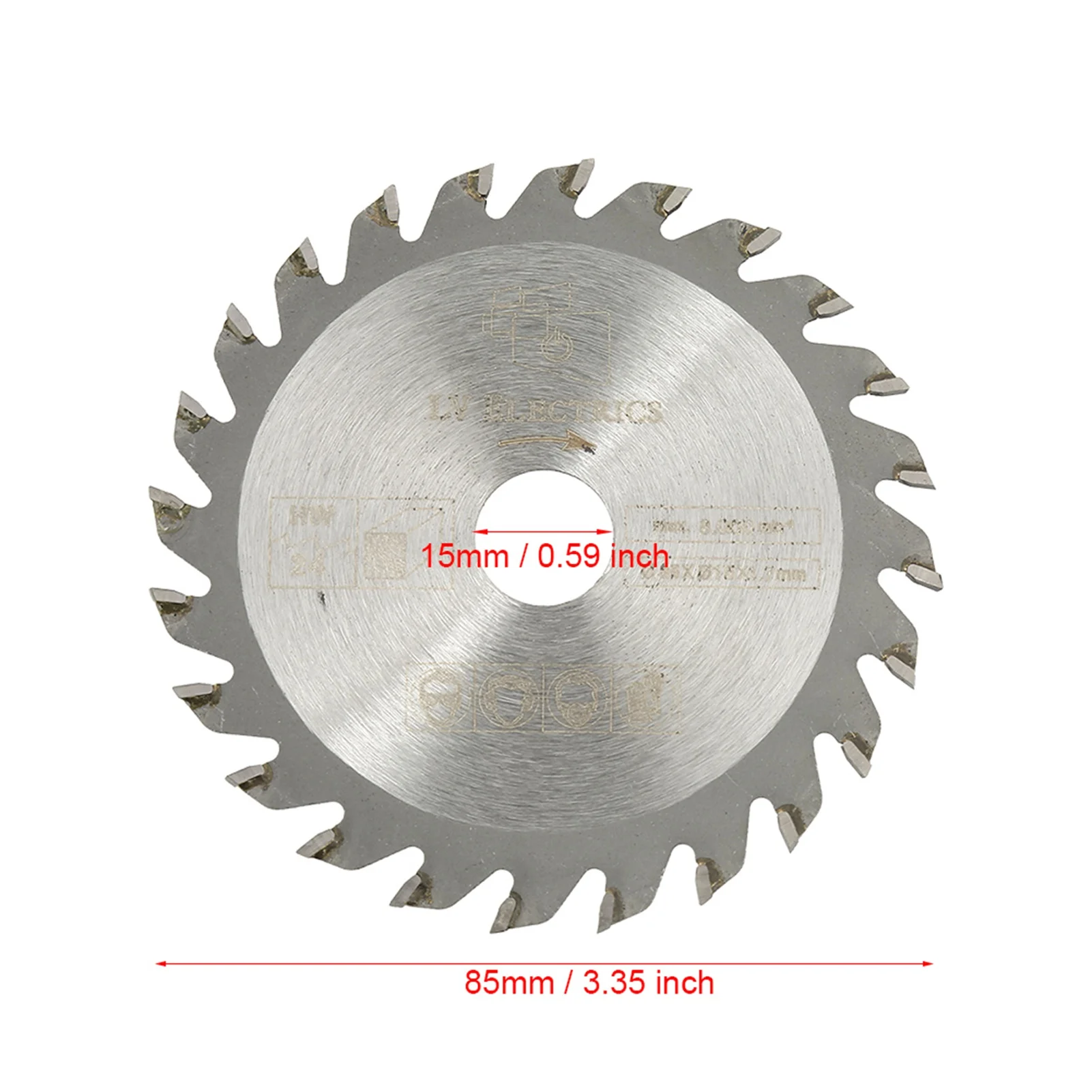 85mm x 15mm 24 Teeth Cemented Carbide Circular Cut Saw Woodworking Rotary Tool Cutting Disc Circular Cutting Saw