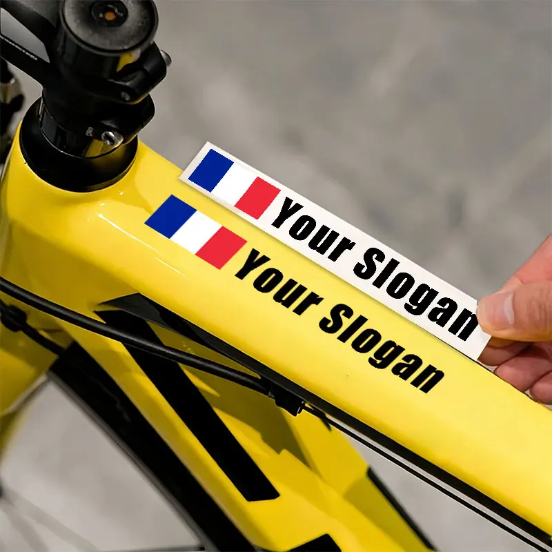 4PCS Custom Flag & Name Bicycle Stickers Waterproof High-quality for Bike Frame Top Tube Helmet Motorcycle and Skateboard Vinyl image 6