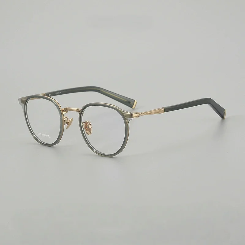 Belight Optical Pear Shape Japan Design Men Women Acetate Titanium With Temple Eyeglasses Frame BKT10