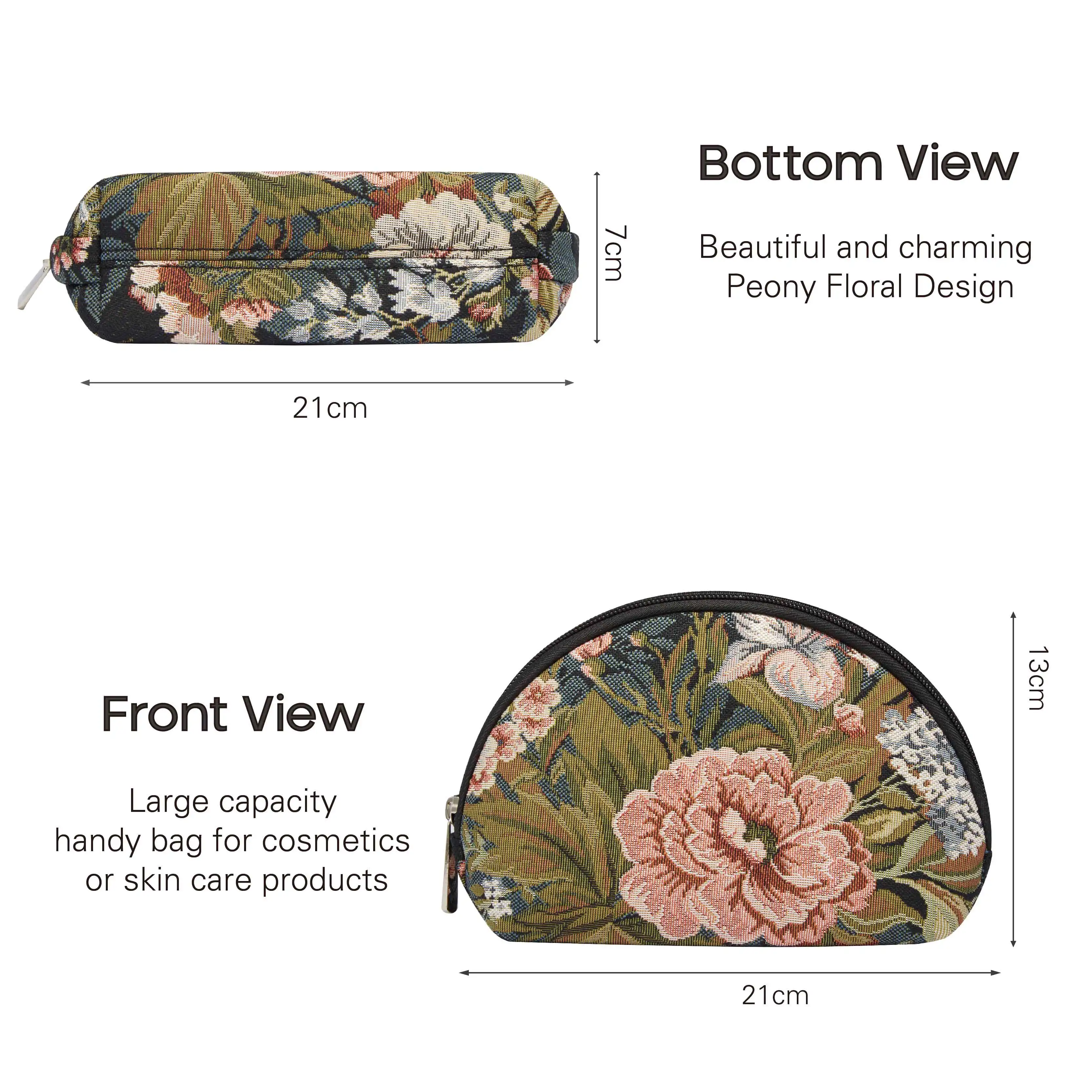 SAJA Tapestry bolsa de cosméticos bolsa de maquillaje mujer bolsa de maquillaje bolsa de viaje peonía patrón de flores florales maquillaje bolsa de