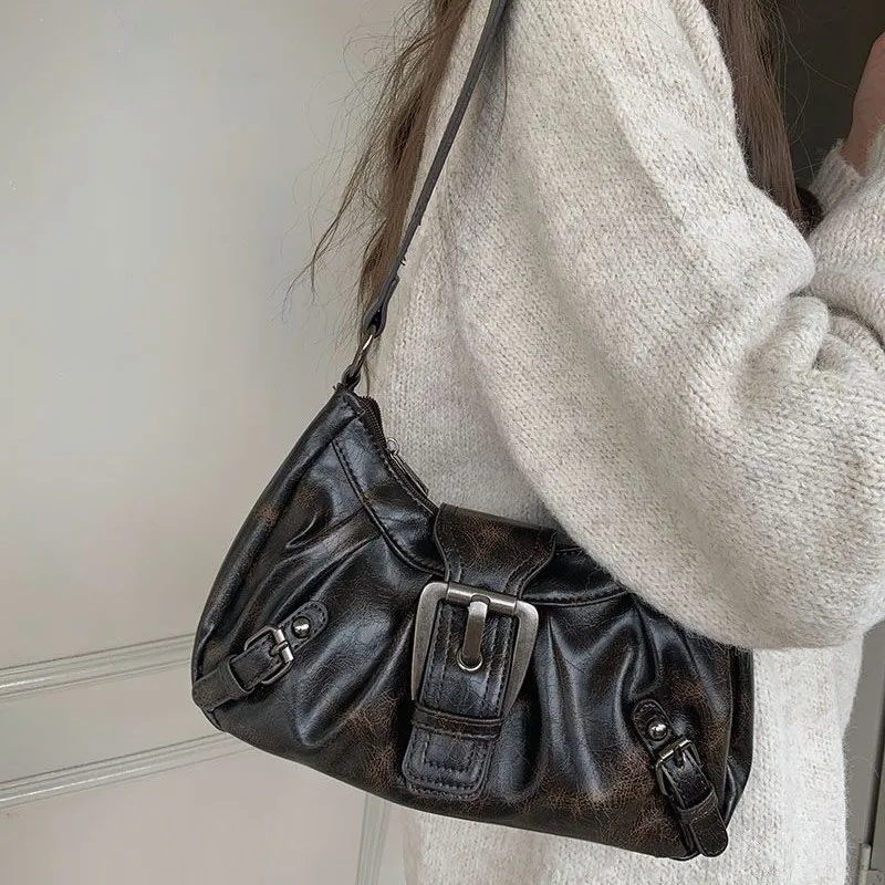 

Retro Y2K Punk Biker Wasteland Style Armpit Bag New French Texture Hundred Handbag Shoulder Bag