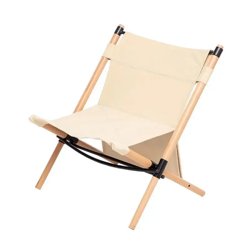 Home Garden Outdoor Camping Chair Solid Wood Kermit Folding Stick Chairs Lunch Break Back Chairs Beach Balcony Leisure Chairs