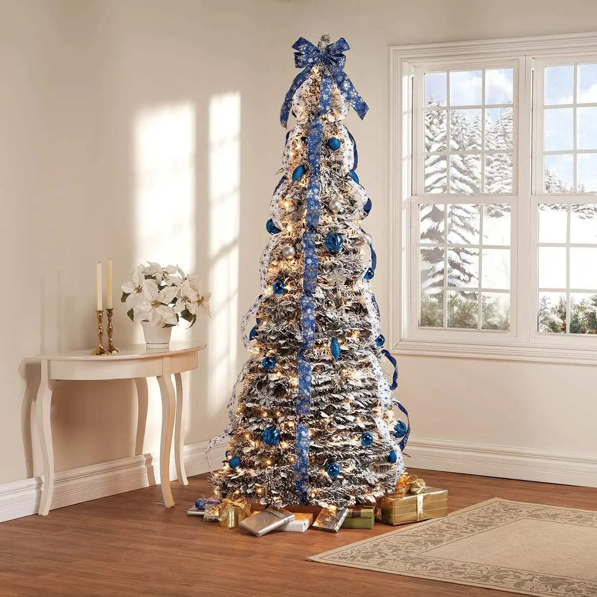 7' Snow Winter Style Pull Up Tree