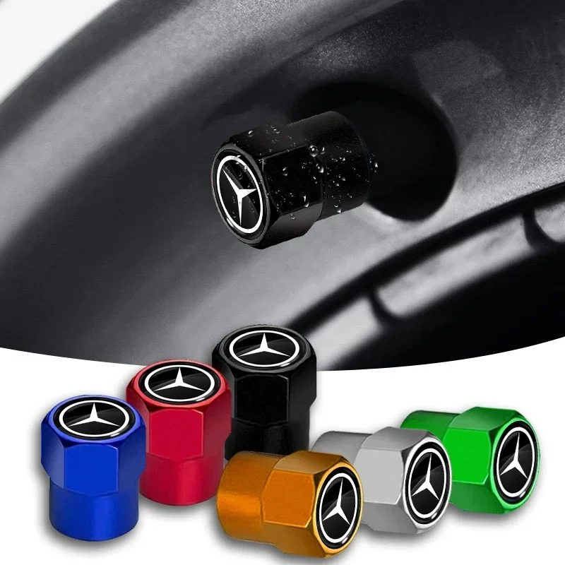 4PCS Metals Car Tire Valve Cap Dust Cover Car Styling Accessories For Mercedes Benz AMG A B C D M S R Class GLA CLA GLB GLC W222