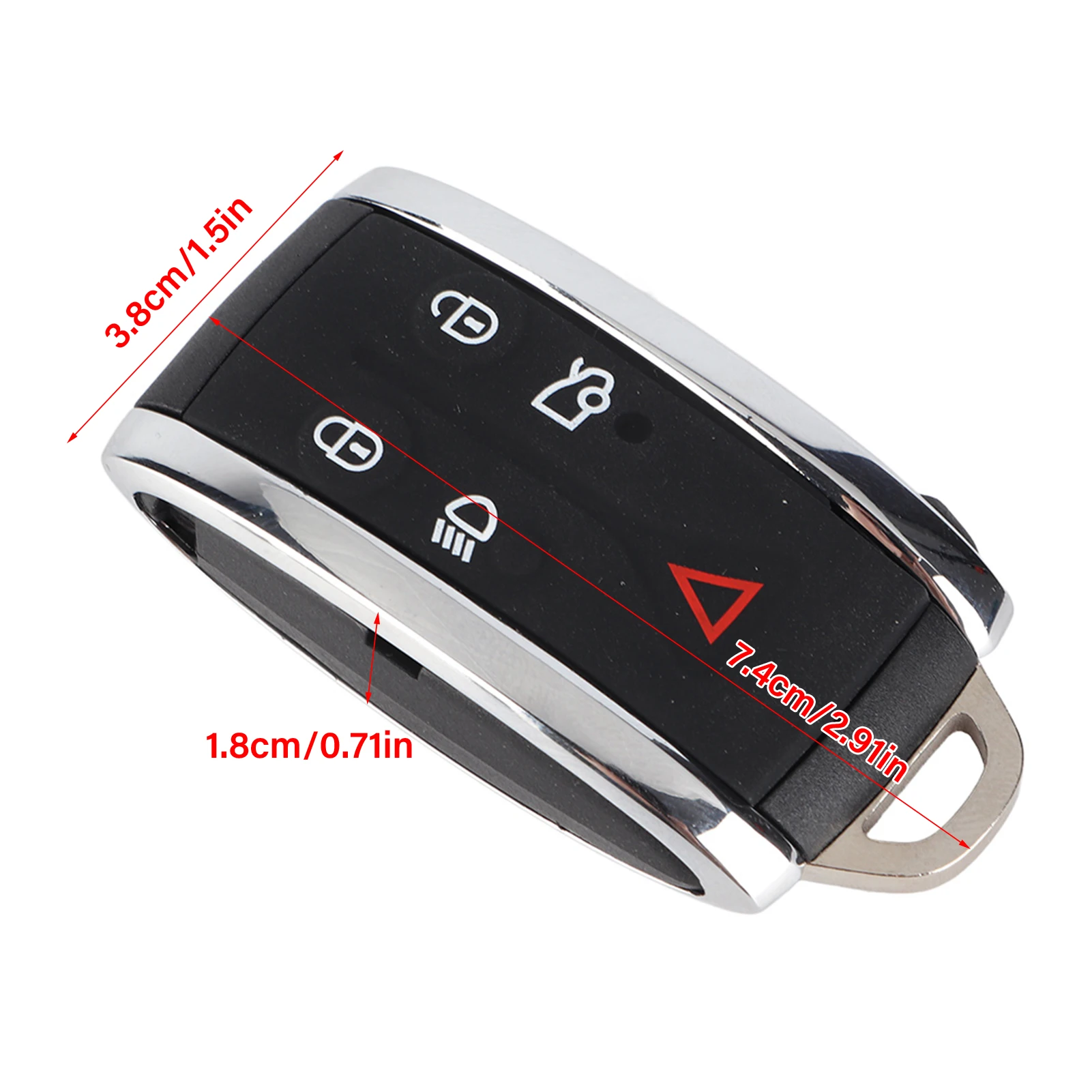 5 Tasten Schlüsselanhänger-Gehäuseabdeckung, Ersatzschale für Jaguar XF XK XKR 2007–2010 2012, mit CR2032-Akku und Schraubendrehern, 1 Stück, Schwarz