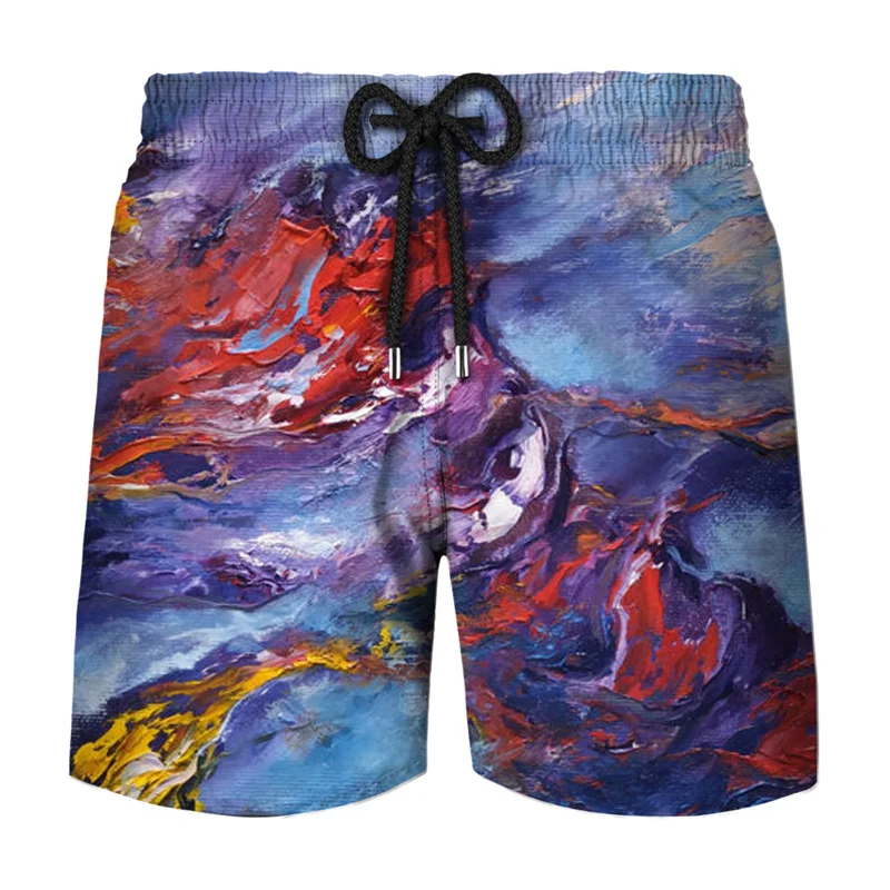 Pantalones cortos con grafiti para hombre, bañador de playa con pintura divertida, traje de baño de vacaciones Hawaianas, bañador fresco de hielo, novedad de 2023