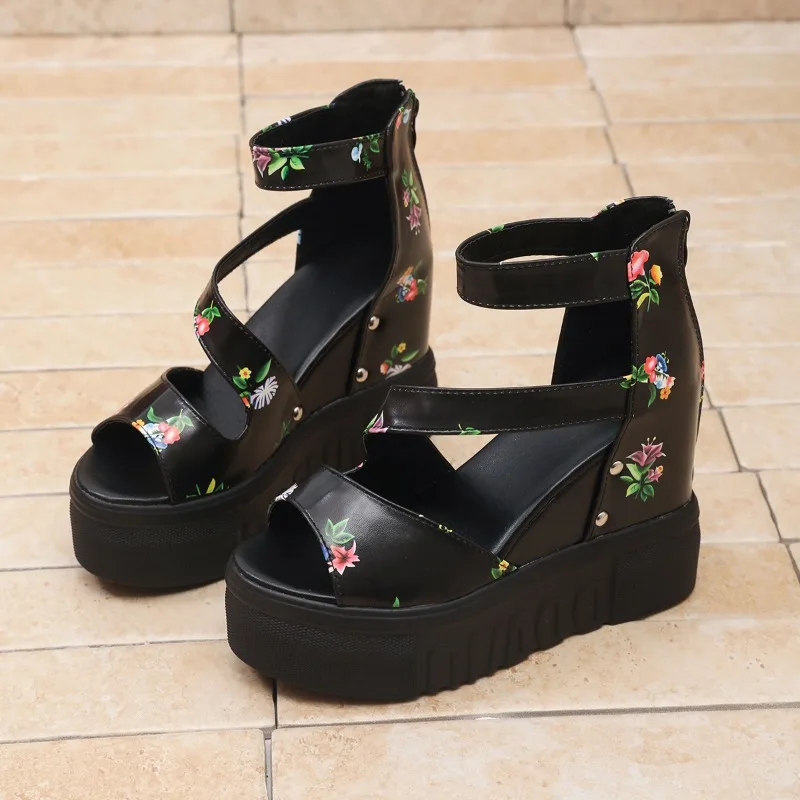 

Женские сандалии на очень высоком каблуке, новинка 2025, римские туфли на платформе, туфли на танкетке с открытым носком «рыбий рот»