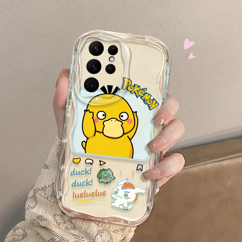 P-ikachu Psyduck For Samsung Galaxy S24 S23 S22 S21 A35 A55 A25 A15 Ultra Plus Lite 5G Wave Oil Phone Case