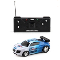 Mini RC Car Coke Can Radio Remote Control Racing Car 4 Frequencies Toy for Children(Blue)