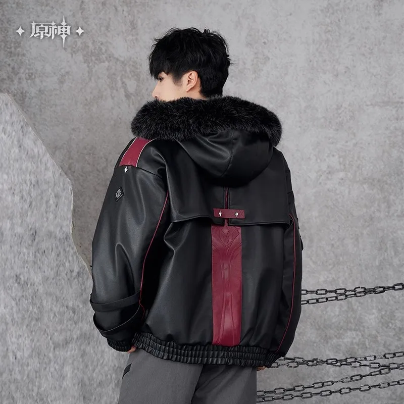 [Genuine] Wriothesley Theme Impression Cotton PU Hooded Jacket Original Genshin Impact Cosplay Costumes Adult Warm Coat