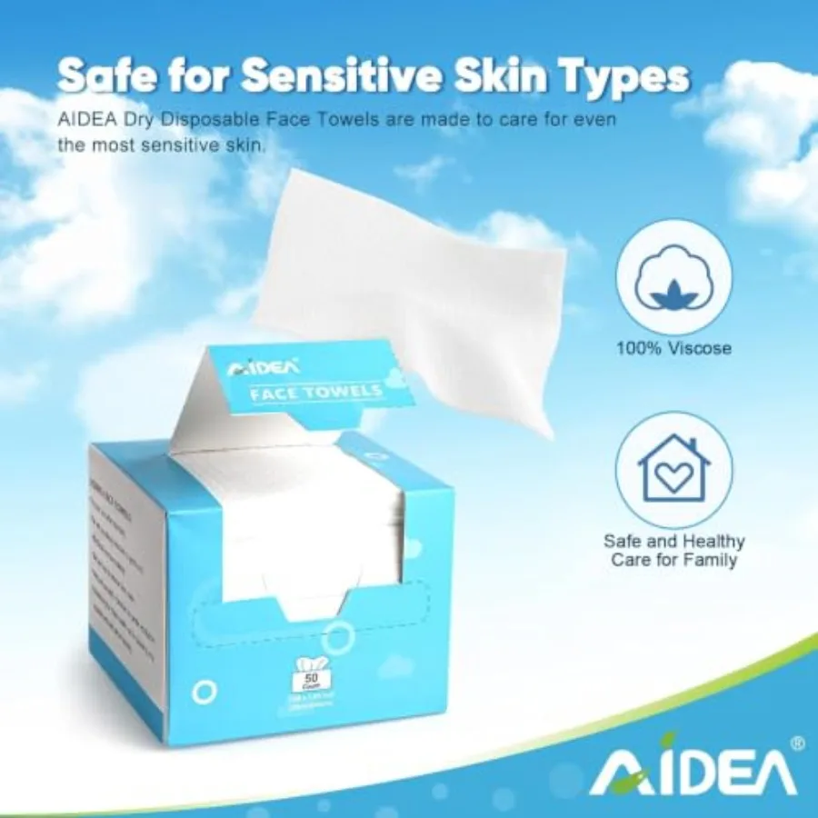 Face Towels Disposable-50Ct, Face Cloths for Sensitive Skin Facial Cleansing Wipes, Facial Towelettes for Makeup Removing, Nurs