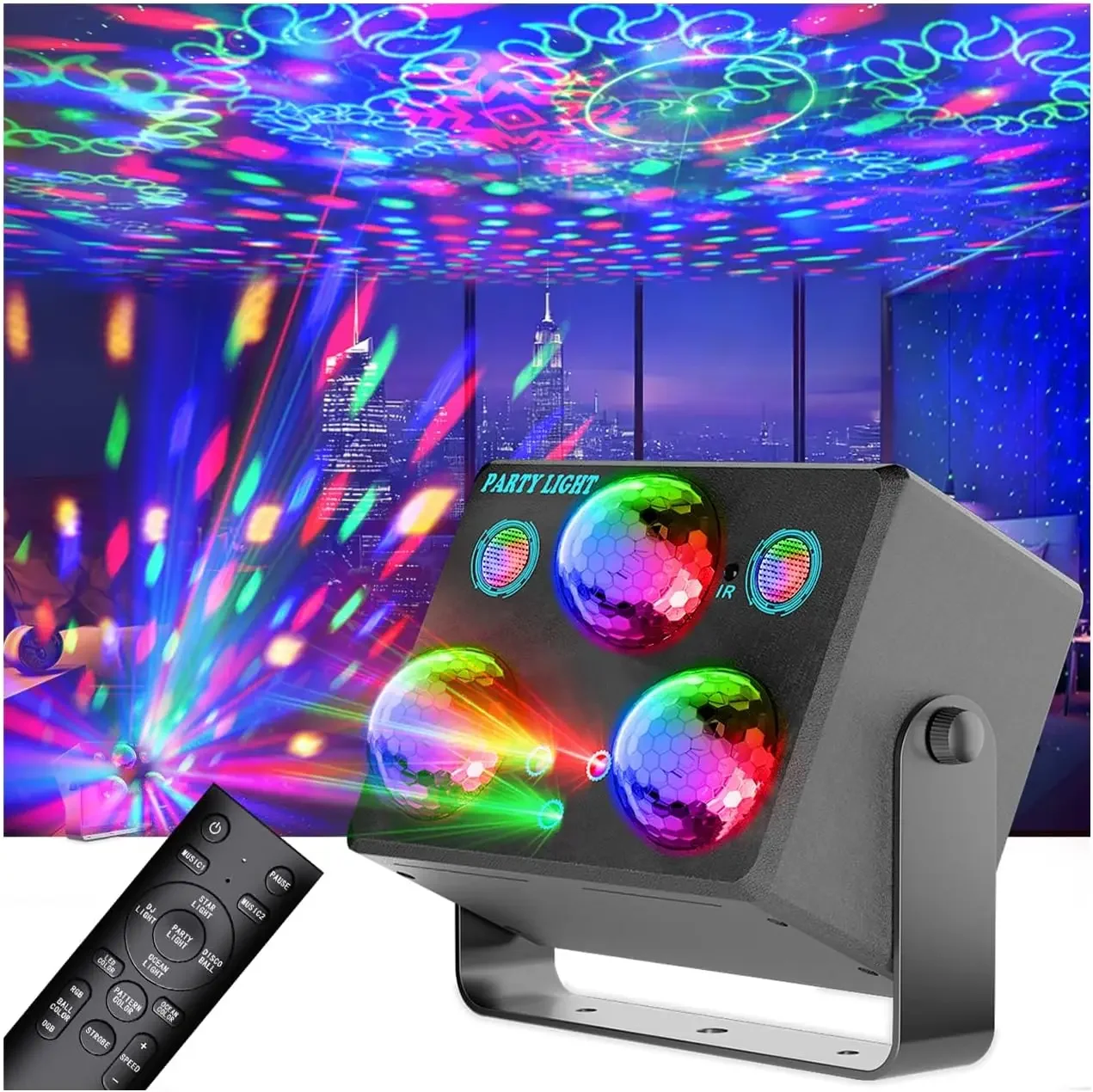 

Party Lights,Disco DJ Strobe Light Stage Disco Ball Projector Effect Rave Dance Club Light Sound Activated with Remote Control f