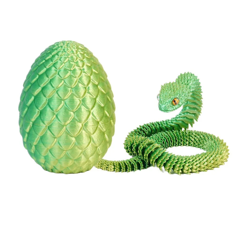 

Creative 3D Printed Snake Toys Snake Egg All-in-one Molding Animal Simulation Model Flexible Rotatable 3D Printed Snake Egg