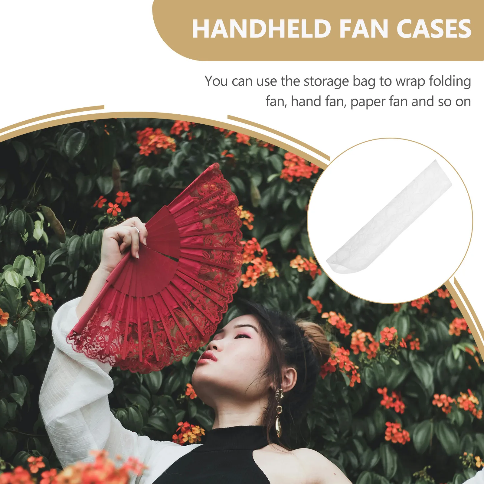 Folding Hand Fan Bag Lace Protector Pouch Compact Size Simple Style Storage Organizer Pocket Fan Bag Accessories