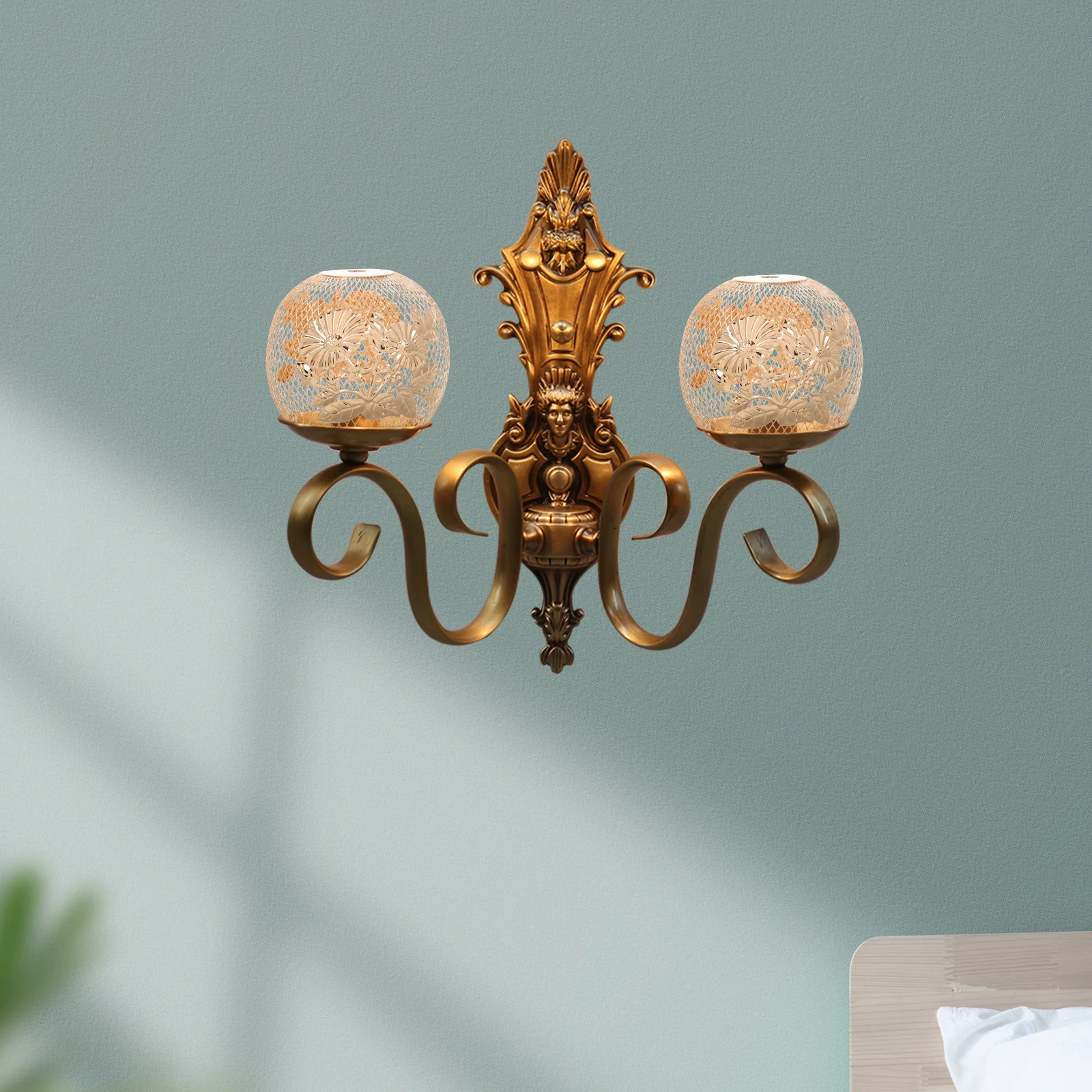 

Vintage Rustic Lampshade Cage Metal Light Guard Iron Wire Pendant Ceiling Shade Golden Elegant Home Decor Industrial Design