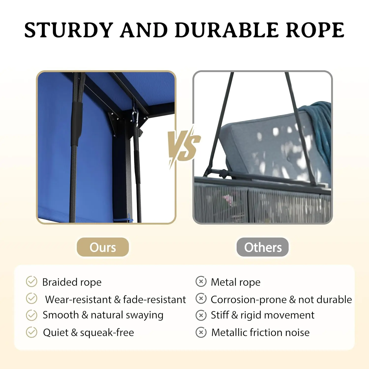 3-Seat Porch Swing, Outdoor Metal Pergola Swing Bed Hanging Cloud Swing Chair with Adjustable Curtains, Patio Hammock Swinging