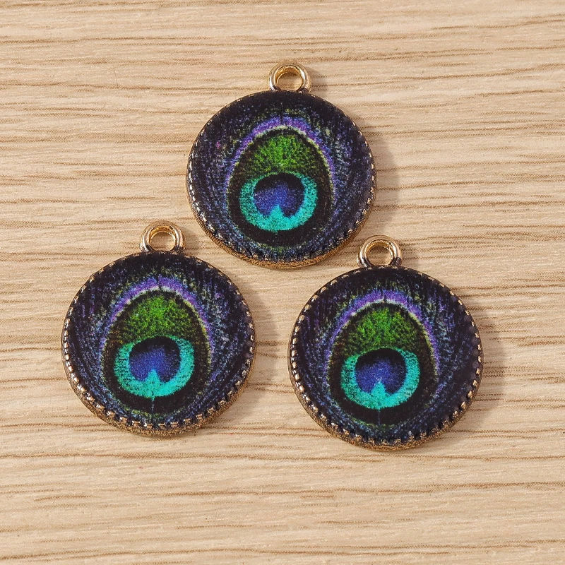 Tusember 10 Stück Emaille-Anhänger mit Pfauenfeder-Anhänger für Schmuckherstellung, Halskette, Ohrringe, DIY, Armband, Zubehör, Zubehör – Detail 5