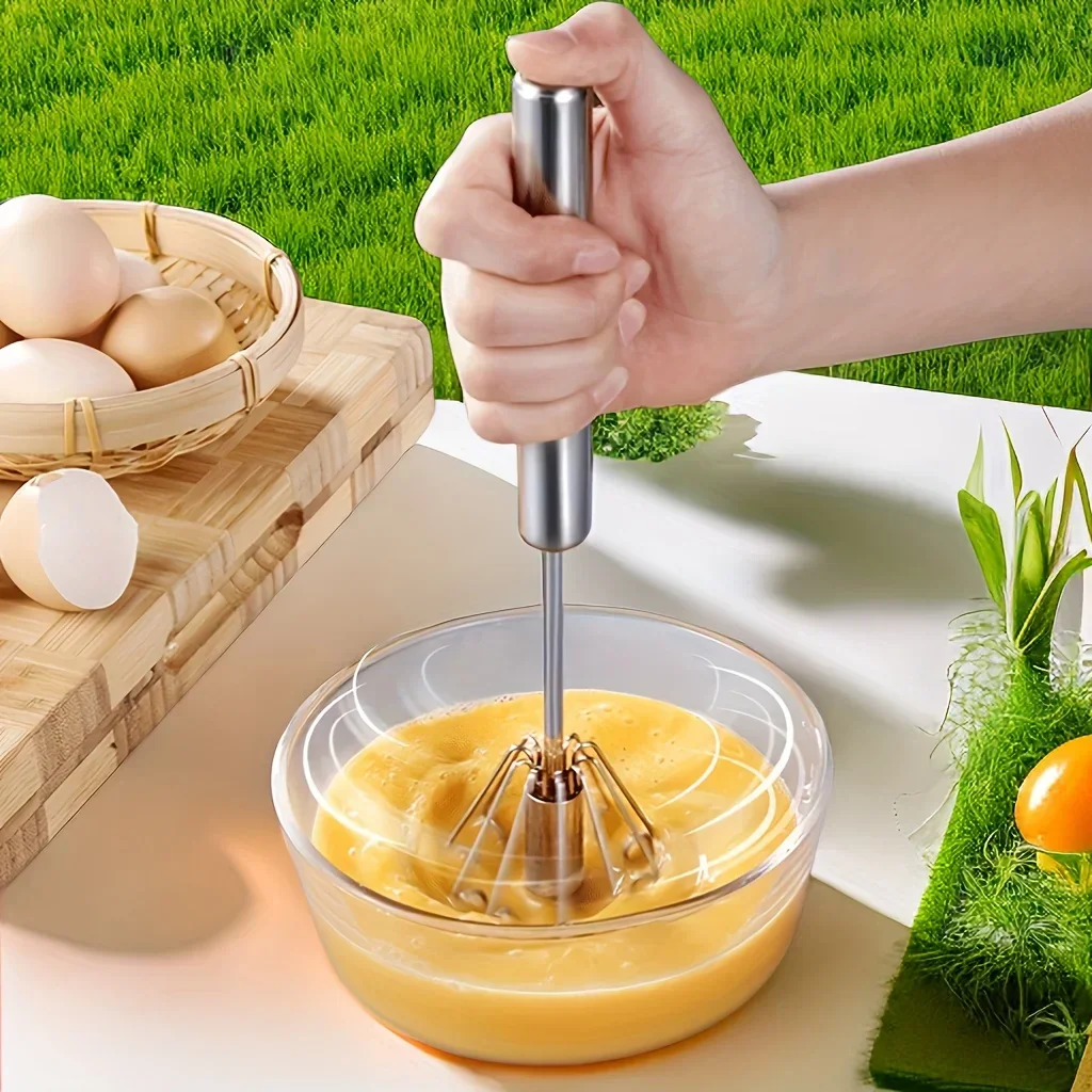 

Stainless Steel Egg Beater Durable Semi-Automatic Mixer for Effortless Egg Cream Mixing Stirring and Beating for Kitchen Baking
