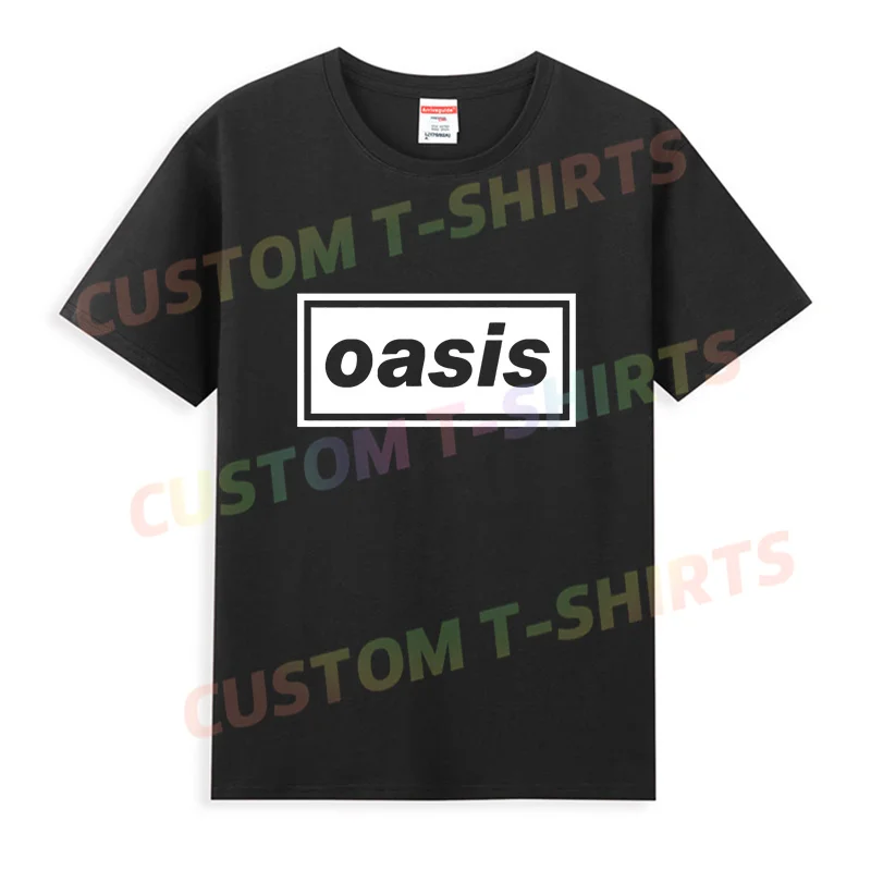 2024 Hot Sale Summer 100% Cotton Black Fashion Oasiss Rock Band T Shirt Men Short Sleeves Cool Tee Hip Hop Streetwear T-shirt