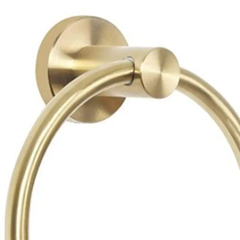 ABKJ-3X Gold Stainless Steel Towel Holder Bathroom Wall Mounted Round Towel Rings Towel Rack Kitchen Storage Accessories