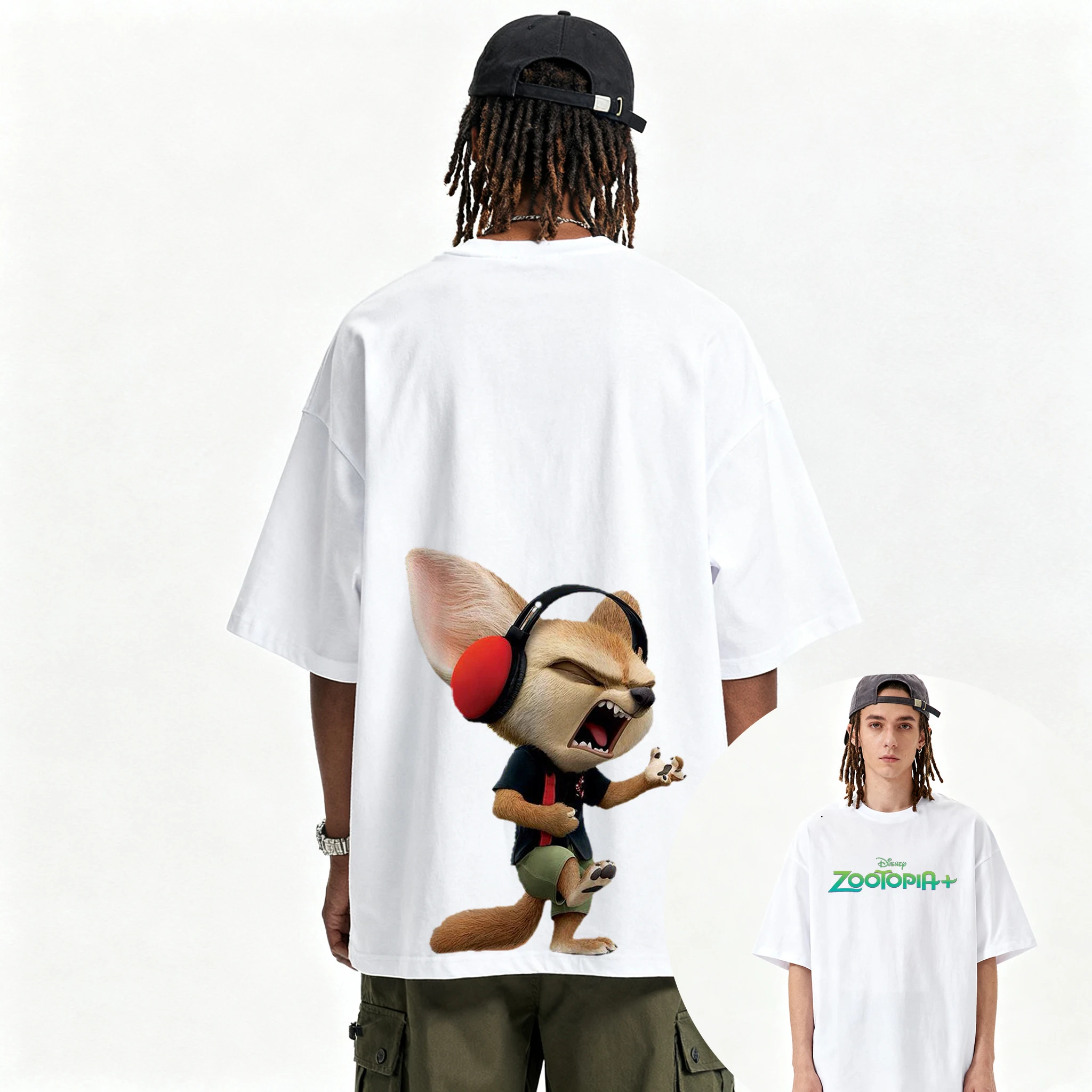 디즈니 Zootopia 만화 힙합 그래픽 티셔츠 여름 패션 스포츠 순수 코튼 남성 티셔츠 아동 의류 티 Y2k 여성