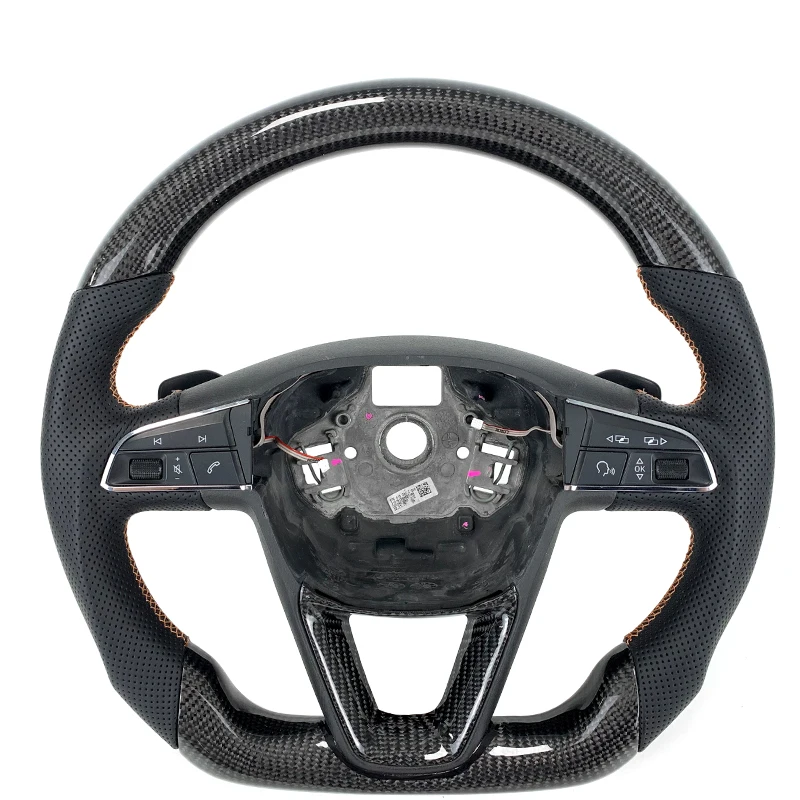 

Customized for SEAT LEON SC CUPRA Ibiza Carbon Fiber Leather Steering Wheel Car Accessories Interior Parts