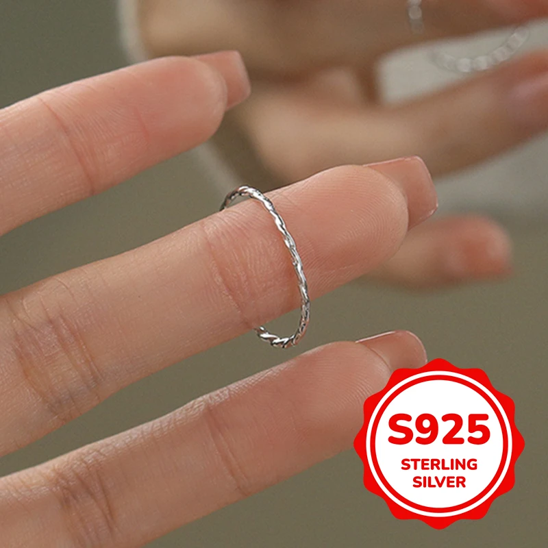 

s925 sterling silver shuan rings with glossy thin rings for women light luxury classic elegant fashion retro simple casual daily