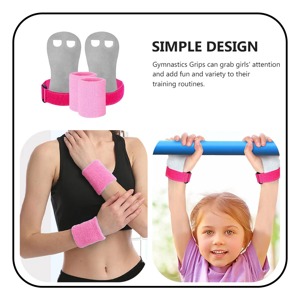 2sets Gymnastics Grips Palm Lifting Wrist Kids Wristbands Girls Bar Grip Womens Workout Sets Palm Protector Gymnastics Equipment