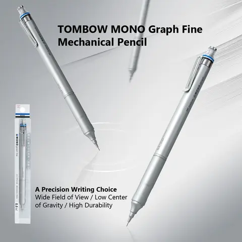 Tombow 모노 그래프 파인 샤프 펜슬 0.5mm 금속 컴포트 그립 일본어 쓰기 문구 세부 작업/스케치/그리기