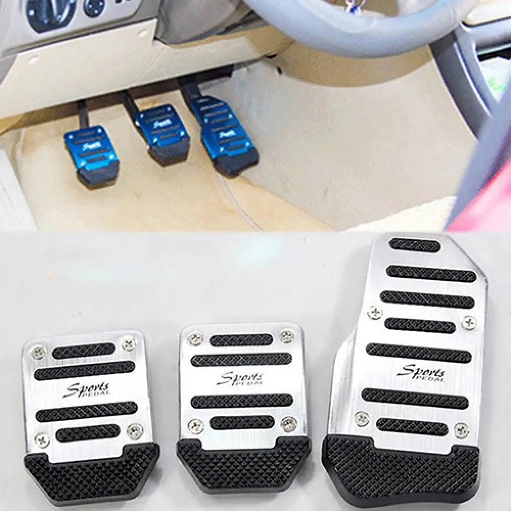 3pcs Universal Aluminum Manual Transmission Non-Slip Car Pedal Cover Kit Footrest Brake Accelerator Pedal Covers Car Accessories