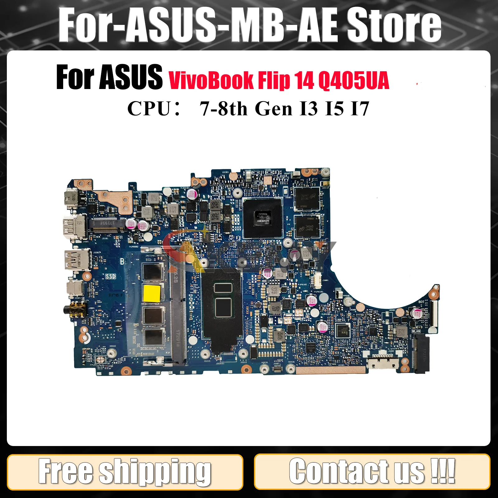 

TP410UF Материнская плата для ноутбука ASUS TP410UAR 14 TP410UR TP410URR VivoBook Q405UA TP410U TP410UQ Откидная материнская плата с процессором I3 I5 I7