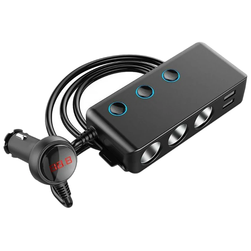 

Car Charger Quick Charge Multi-Port 3 USB Port+1 QC3.0+3 Igniter + Back Clip Design +LED Display Suitable For Motorhomes