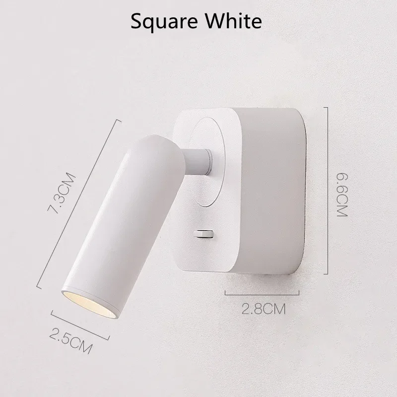 Indoor 3W Led Ceiling Wall Light Modern Style Folding Rotation Home Hotel Bedroom Bedside Living Room Reading Wall Lamp Switch