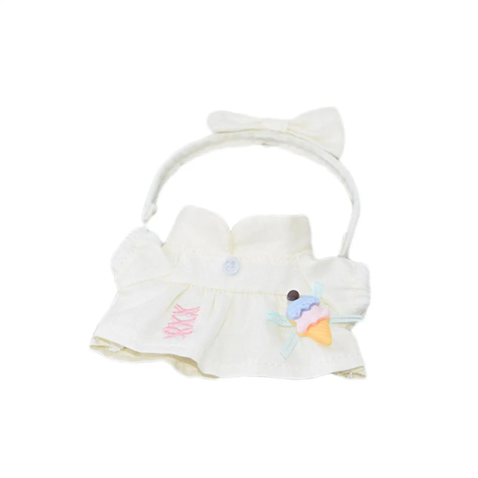 2Pcs 17cm Plush Doll Clothes DIY Pendant Doll Soft Photo Props Dress up Doll Dress and Headdress for Cloth Dolls Pendant Doll