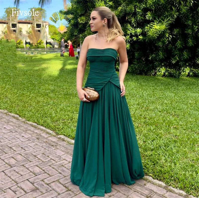 

Fivsole Modern Dark Green A Line Prom Gowns Backless Party Gown Floor Length Evening Dress فساتين السهرة Customized