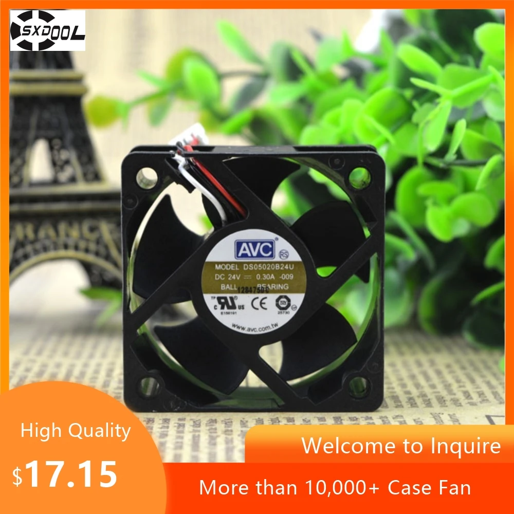 

50mm 24V DC Fan For AVC DS05020B24U 50x50x20mm 24V 0.30A Dual Ball 3-Wire Industrial Inverter Fan