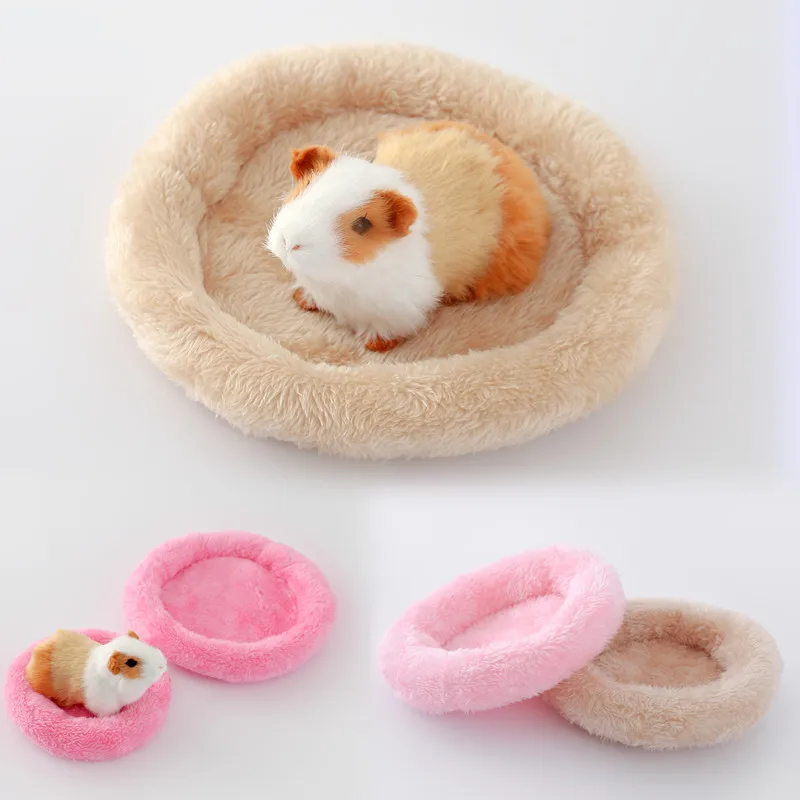 Hamster Round Plush Warm Sleep Mat Guinea Pig Bed PP Cotton Padding Cushion Hamster Hedgehog Rabbit Winter Autumn Nest