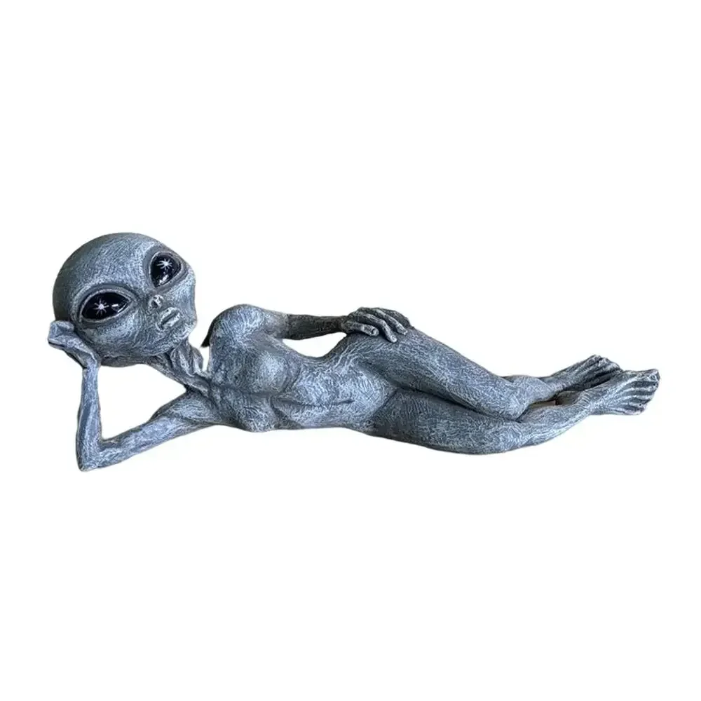 1pc Alien Resin Statues Figurine, Halloween Creative Statues, Home Decor Garden Decoration