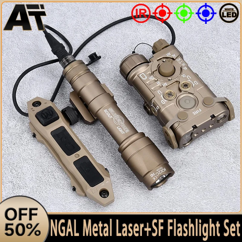 Tactical NGAL Metal Laser IR Red Dot Green Blue Aiming Surefir M300A M600C Hunting Scout Lamp Dual Function Switch Fit 20mm Rail