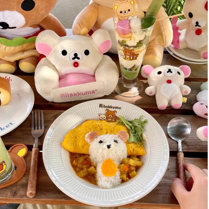 

Плюшевая корзина для хранения в форме медведя Rilakkuma, лимитированная серия 2026 года, мягкая игрушка-диванчик, подарки для мальчиков и девочек на праздники